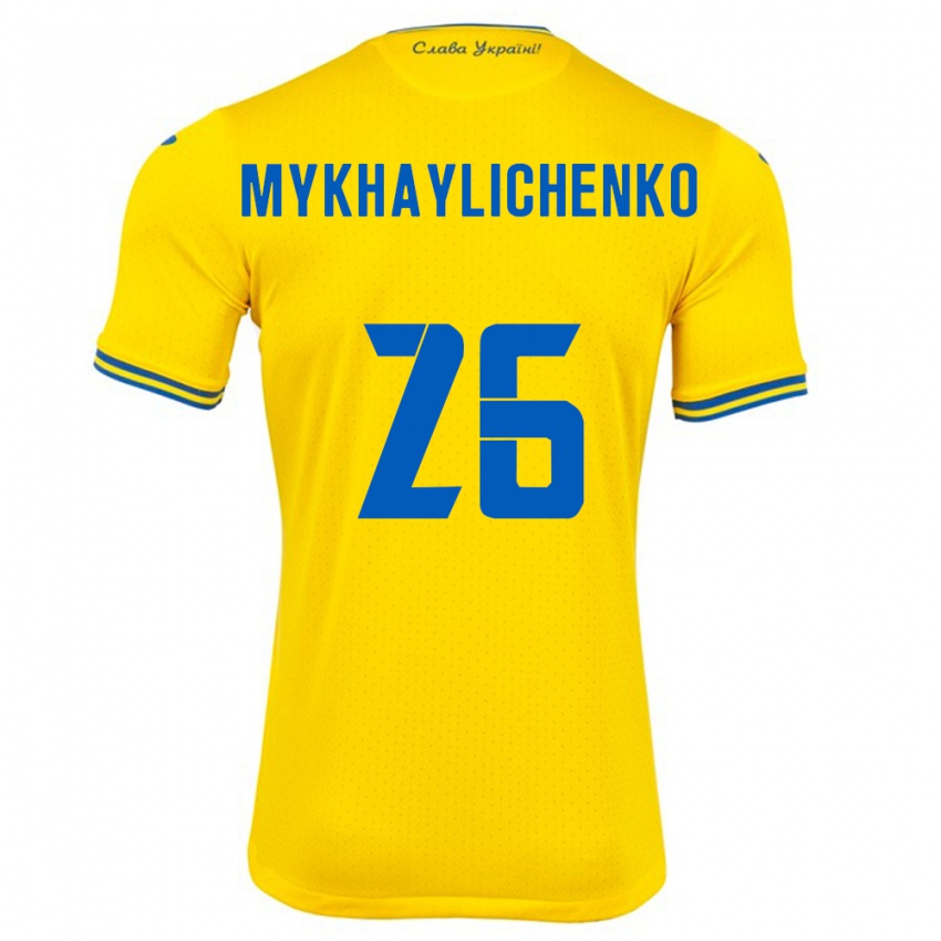 Niño Camiseta Ucrania Bogdan Mykhaylichenko #26 Amarillo 1ª Equipación 24-26 La Camisa