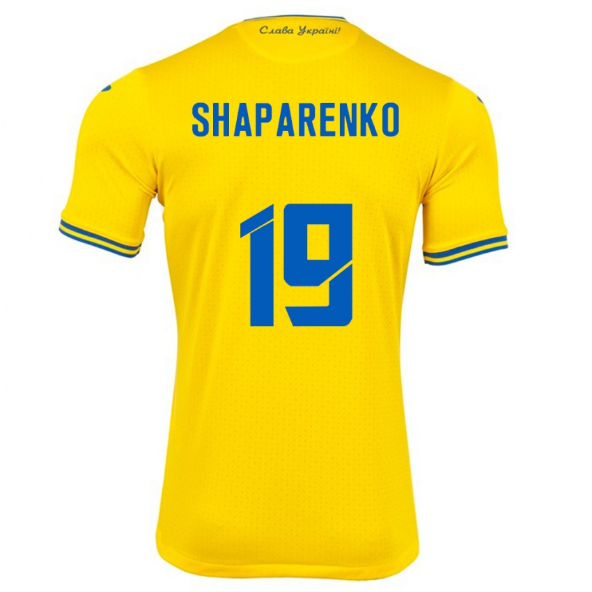 Niño Camiseta Ucrania Mykola Shaparenko #19 Amarillo 1ª Equipación 24-26 La Camisa