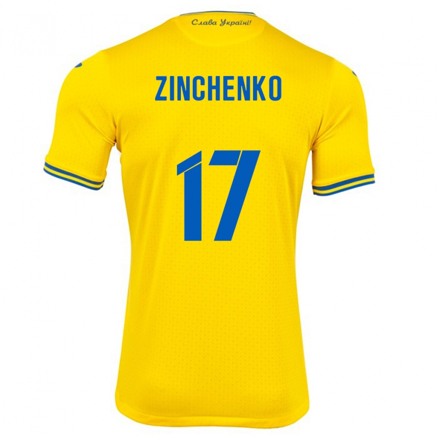 Niño Camiseta Ucrania Oleksandr Zinchenko #17 Amarillo 1ª Equipación 24-26 La Camisa