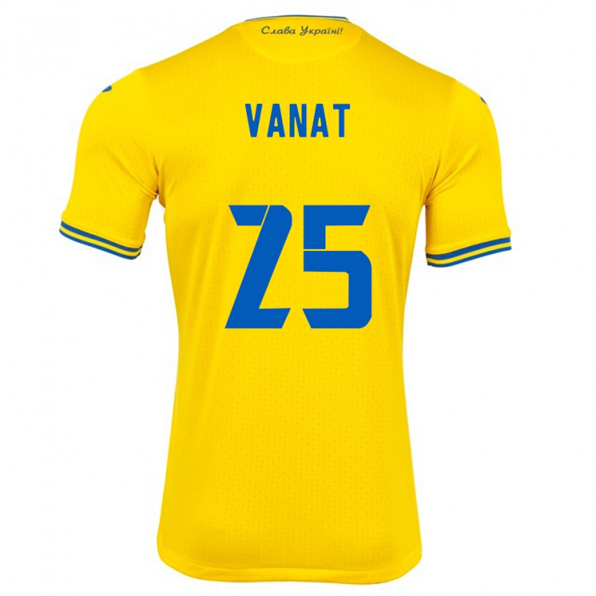 Niño Camiseta Ucrania Vladyslav Vanat #25 Amarillo 1ª Equipación 24-26 La Camisa