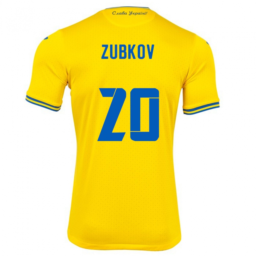 Niño Camiseta Ucrania Oleksandr Zubkov #20 Amarillo 1ª Equipación 24-26 La Camisa