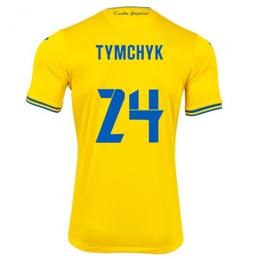 Niño Camiseta Ucrania Oleksandr Tymchyk #24 Amarillo 1ª Equipación 24-26 La Camisa