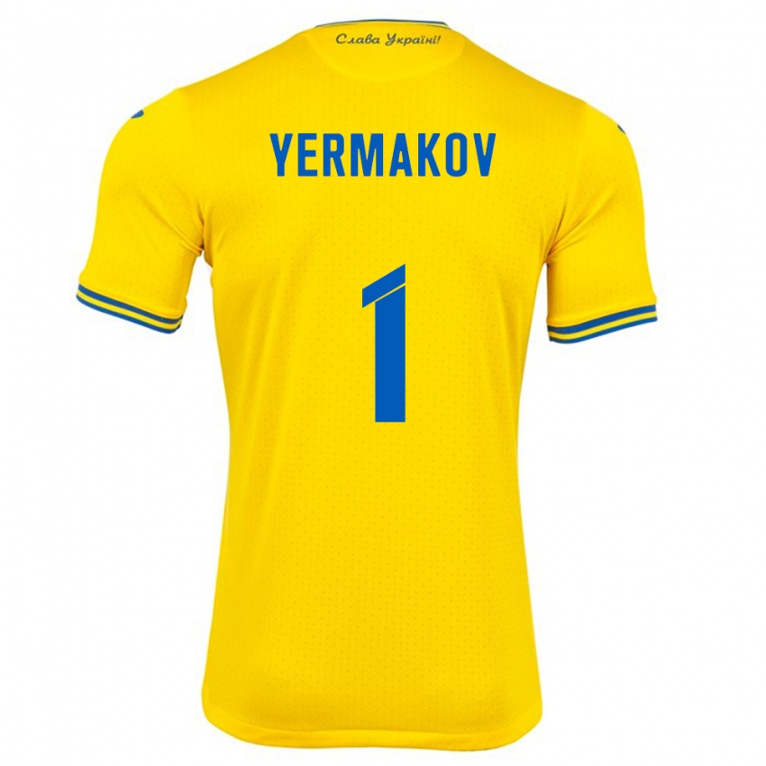 Niño Camiseta Ucrania Georgiy Yermakov #1 Amarillo 1ª Equipación 24-26 La Camisa