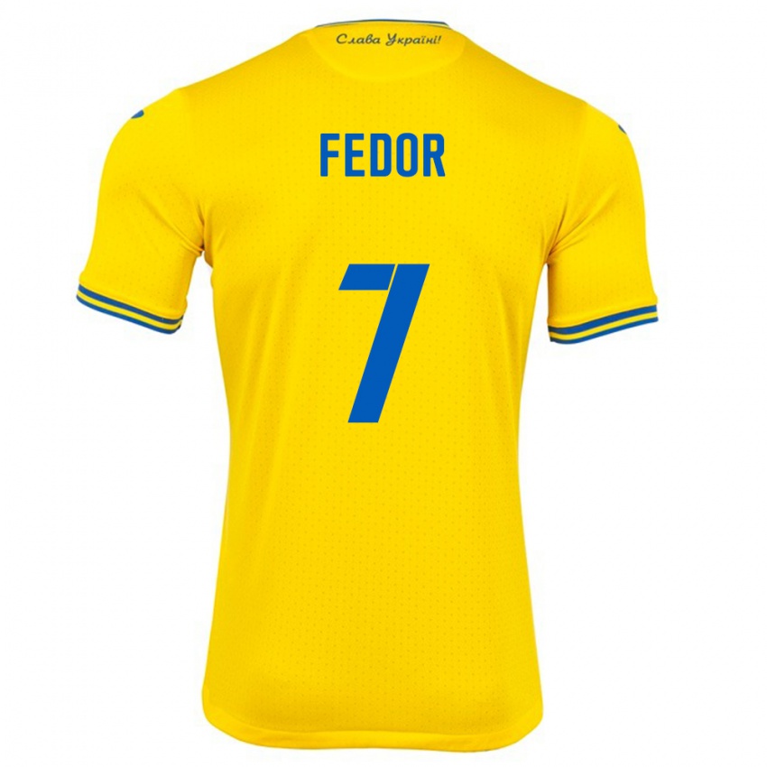 Niño Camiseta Ucrania Oleg Fedor #7 Amarillo 1ª Equipación 24-26 La Camisa