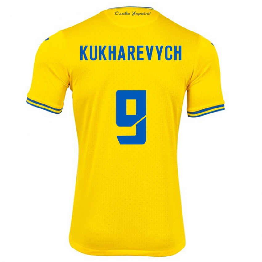 Niño Camiseta Ucrania Mykola Kukharevych #9 Amarillo 1ª Equipación 24-26 La Camisa