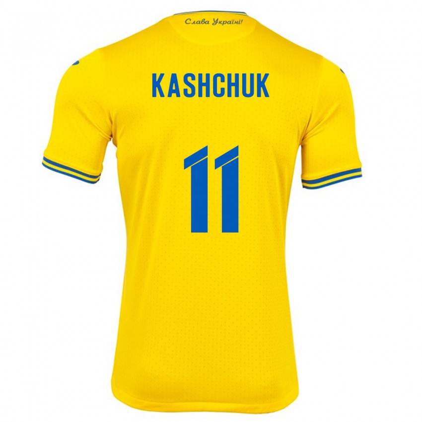 Niño Camiseta Ucrania Oleksiy Kashchuk #11 Amarillo 1ª Equipación 24-26 La Camisa