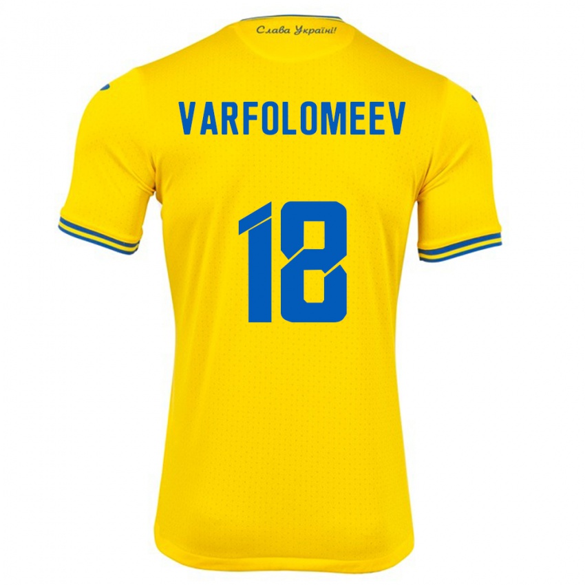 Niño Camiseta Ucrania Ivan Varfolomeev #18 Amarillo 1ª Equipación 24-26 La Camisa