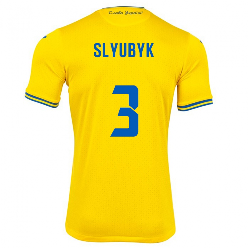 Niño Camiseta Ucrania Bogdan Slyubyk #3 Amarillo 1ª Equipación 24-26 La Camisa