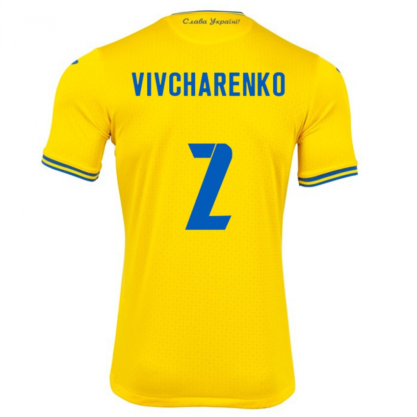 Niño Camiseta Ucrania Kostyantyn Vivcharenko #2 Amarillo 1ª Equipación 24-26 La Camisa