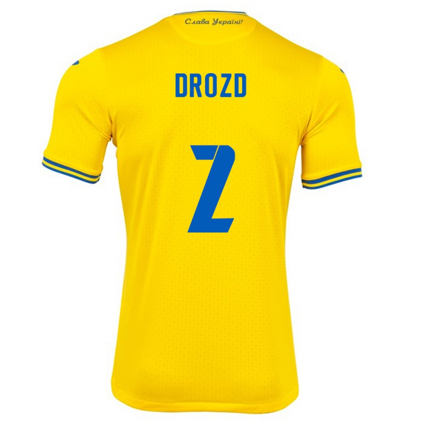 Niño Camiseta Ucrania Anton Drozd #2 Amarillo 1ª Equipación 24-26 La Camisa