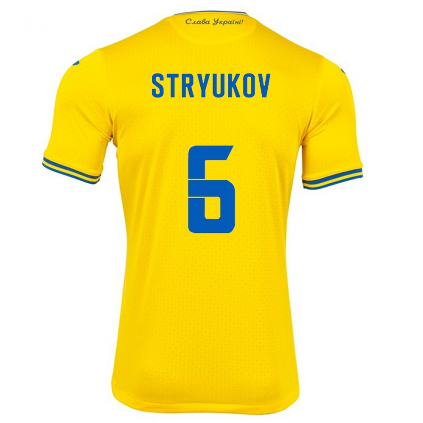 Niño Camiseta Ucrania Maksym Stryukov #6 Amarillo 1ª Equipación 24-26 La Camisa