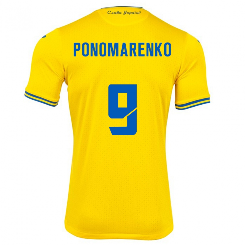 Niño Camiseta Ucrania Matviy Ponomarenko #9 Amarillo 1ª Equipación 24-26 La Camisa