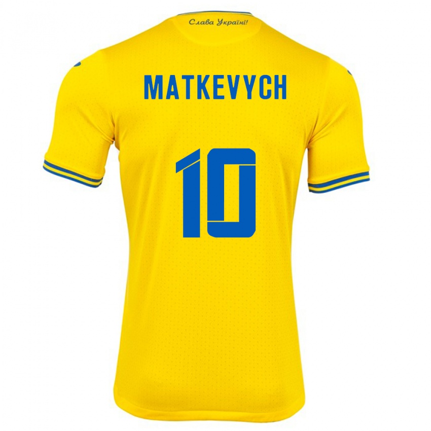 Niño Camiseta Ucrania Andriy Matkevych #10 Amarillo 1ª Equipación 24-26 La Camisa