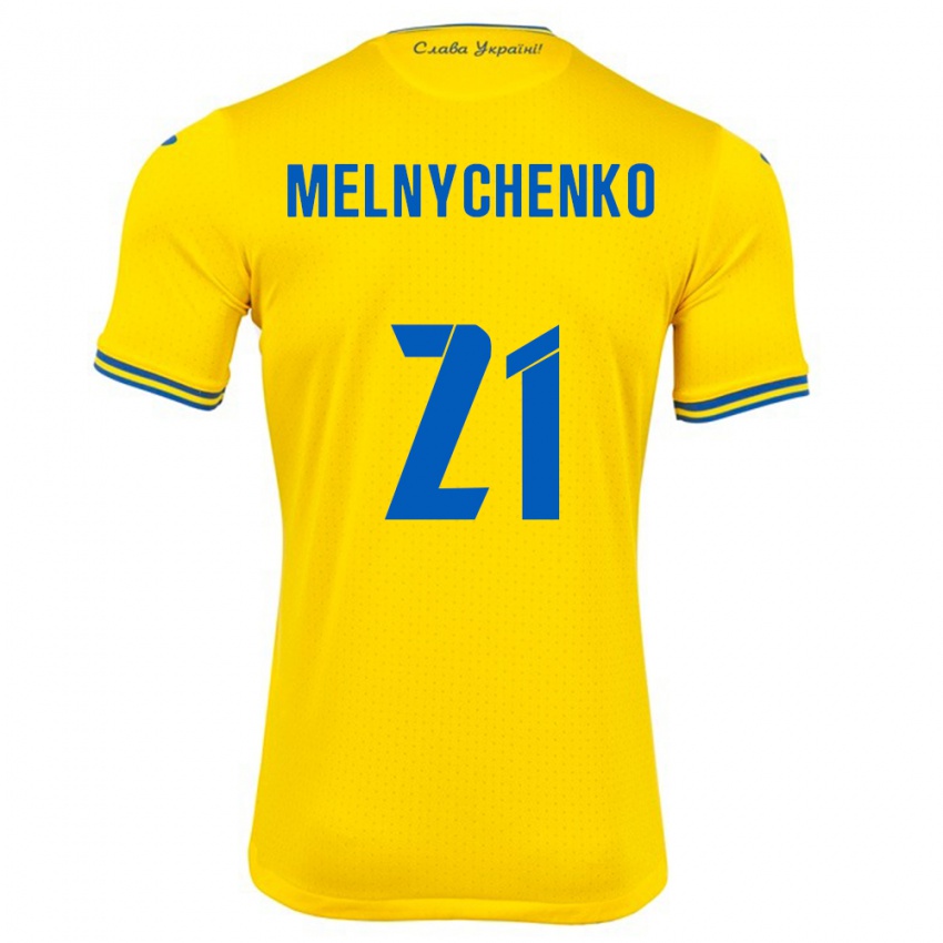 Niño Camiseta Ucrania Maksym Melnychenko #21 Amarillo 1ª Equipación 24-26 La Camisa