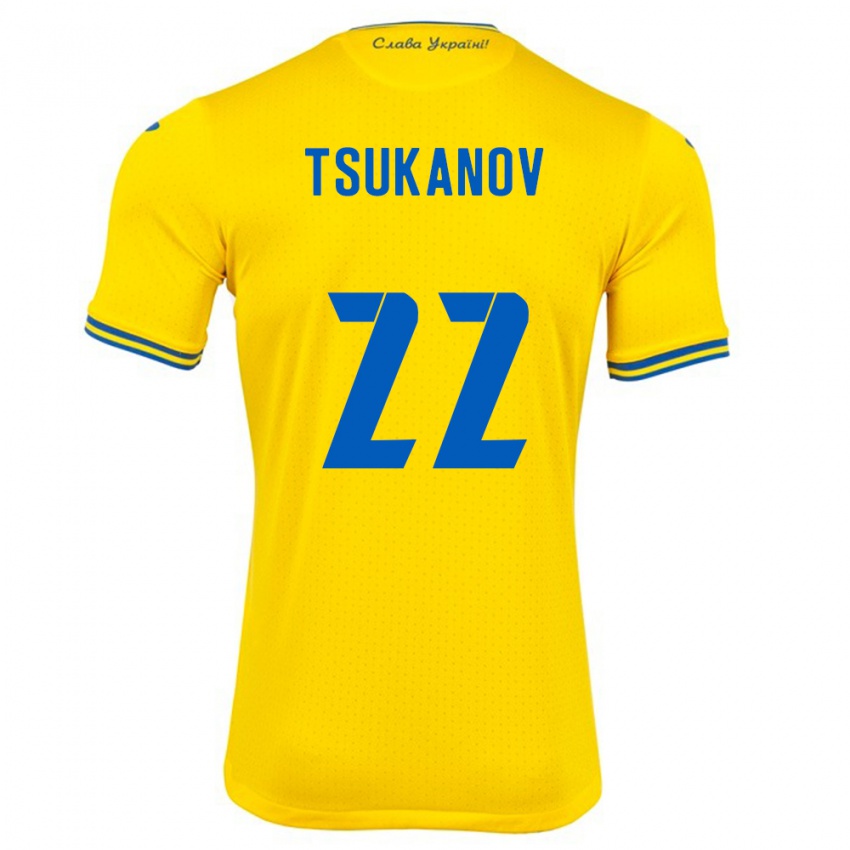 Niño Camiseta Ucrania Viktor Tsukanov #22 Amarillo 1ª Equipación 24-26 La Camisa