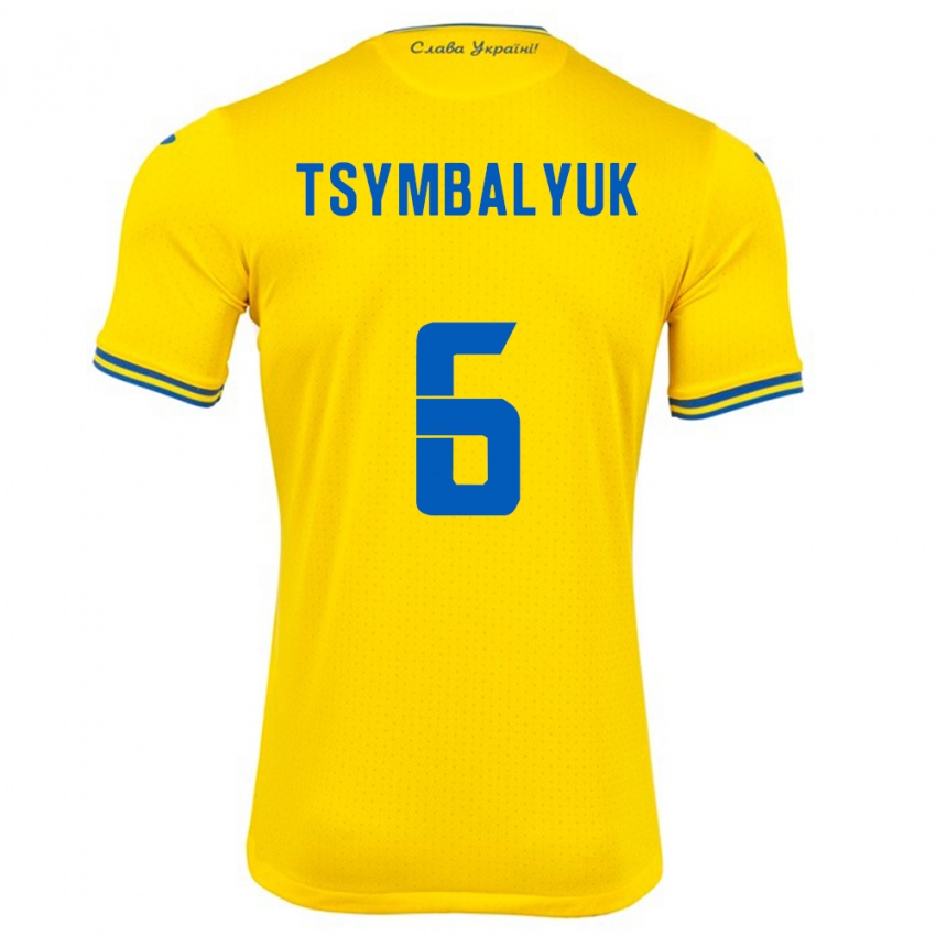 Niño Camiseta Ucrania Maksym Tsymbalyuk #6 Amarillo 1ª Equipación 24-26 La Camisa