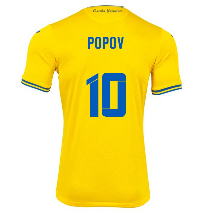 Niño Camiseta Ucrania Bogdan Popov #10 Amarillo 1ª Equipación 24-26 La Camisa