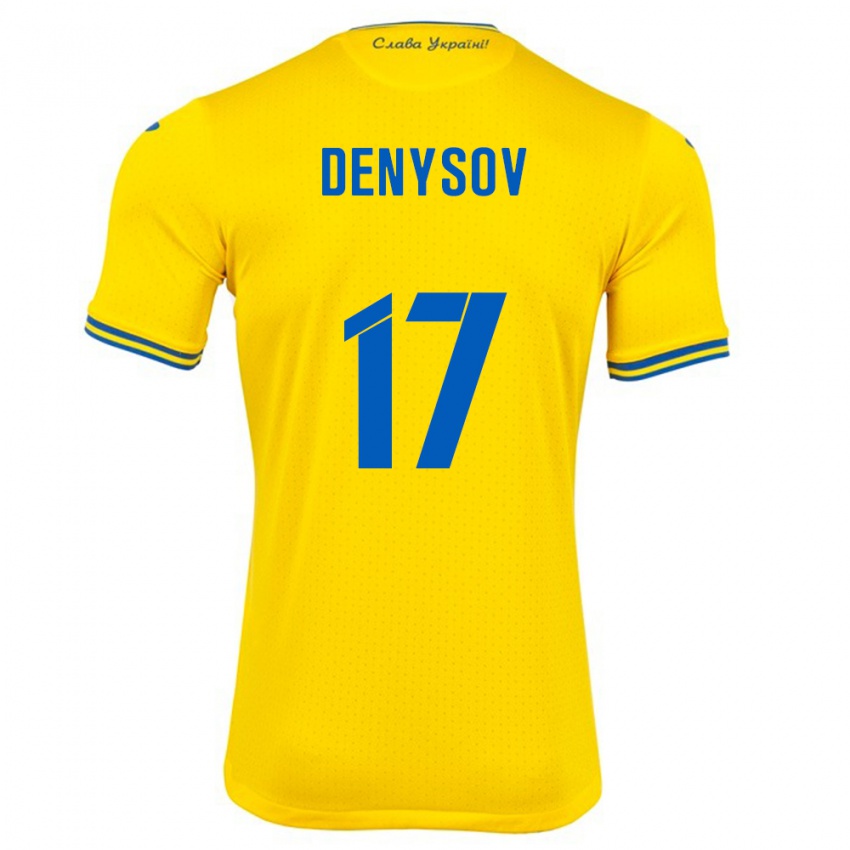 Niño Camiseta Ucrania Ivan Denysov #17 Amarillo 1ª Equipación 24-26 La Camisa