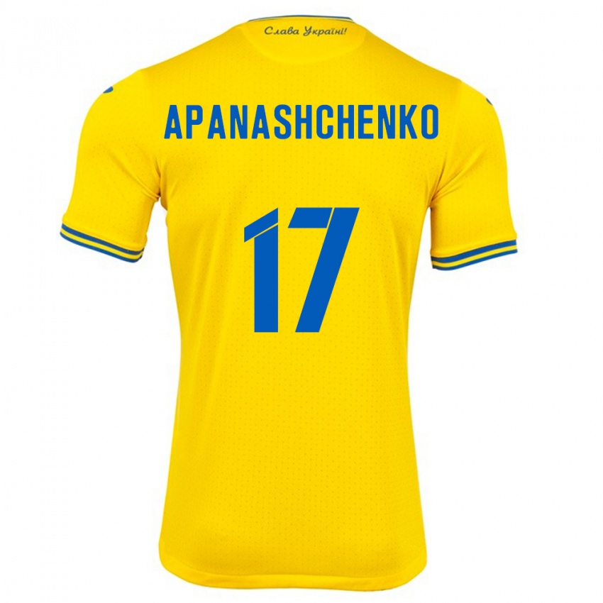 Niño Camiseta Ucrania Daryna Apanashchenko #17 Amarillo 1ª Equipación 24-26 La Camisa