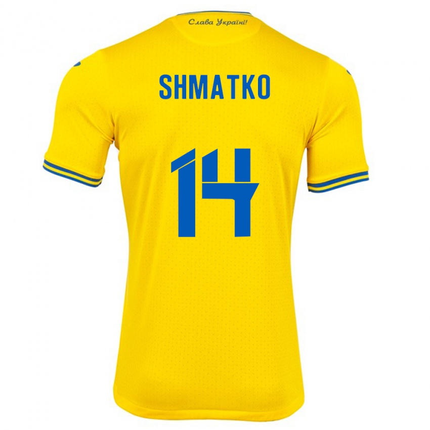 Niño Camiseta Ucrania Lyubov Shmatko #14 Amarillo 1ª Equipación 24-26 La Camisa