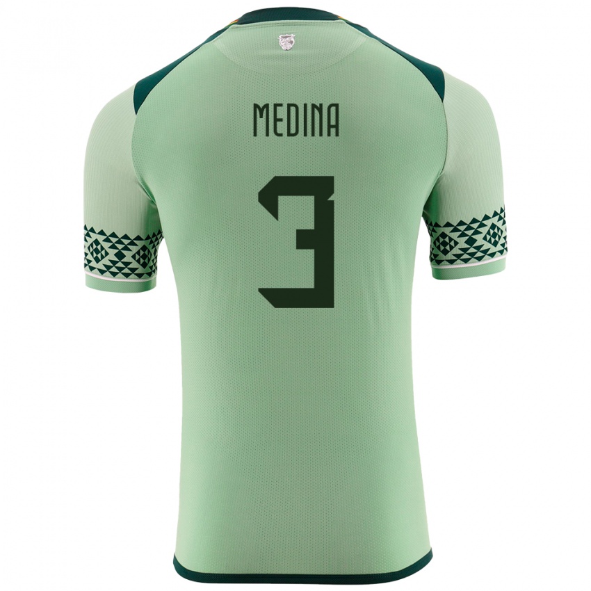 Niño Camiseta Bolivia Diego Medina #3 Verde Claro 1ª Equipación 24-26 La Camisa