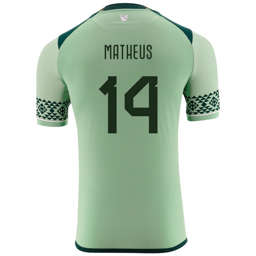 Niño Camiseta Bolivia Robson Matheus #14 Verde Claro 1ª Equipación 24-26 La Camisa