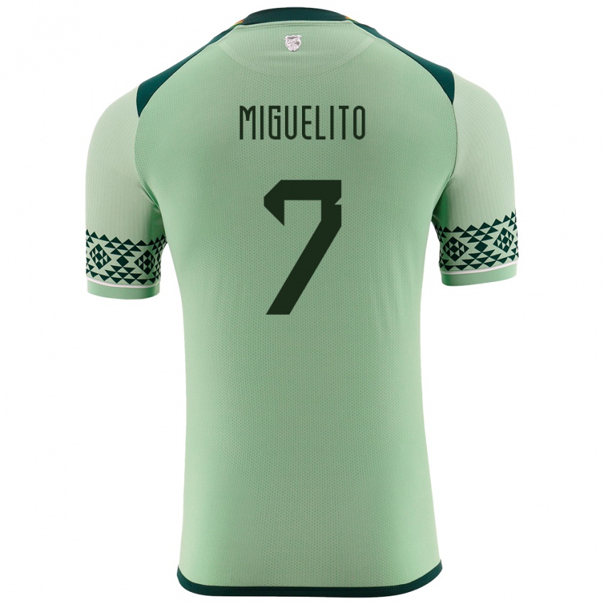 Niño Camiseta Bolivia Miguelito #7 Verde Claro 1ª Equipación 24-26 La Camisa