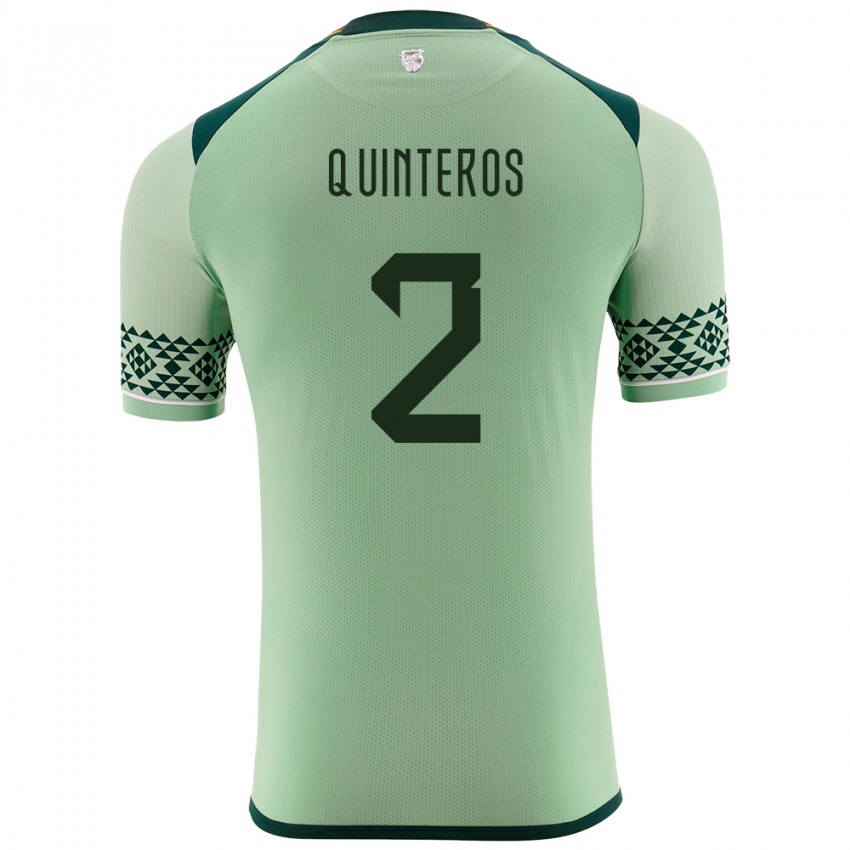 Niño Camiseta Bolivia Jairo Quinteros #2 Verde Claro 1ª Equipación 24-26 La Camisa