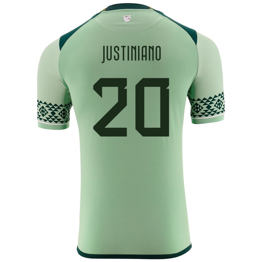 Niño Camiseta Bolivia Leonardo Justiniano #20 Verde Claro 1ª Equipación 24-26 La Camisa