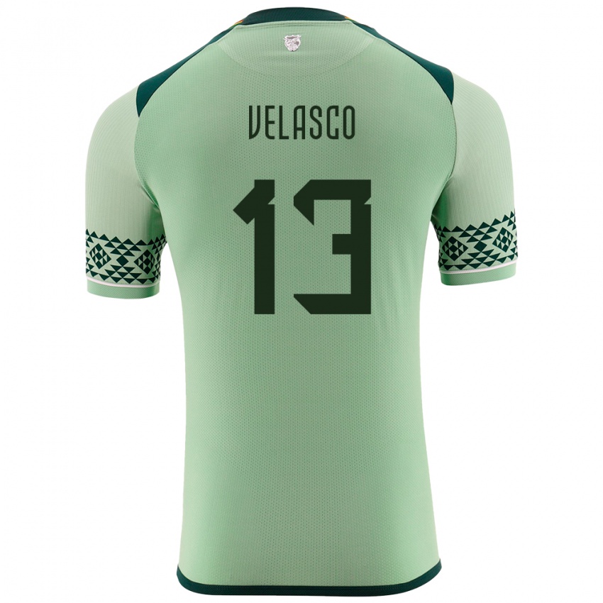 Niño Camiseta Bolivia Jhon Velasco #13 Verde Claro 1ª Equipación 24-26 La Camisa