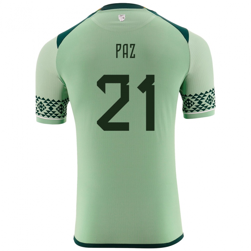 Niño Camiseta Bolivia Luis Paz #21 Verde Claro 1ª Equipación 24-26 La Camisa