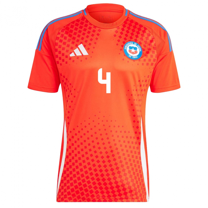 Niño Camiseta Chile Lucas Velásquez #4 Rojo 1ª Equipación 24-26 La Camisa