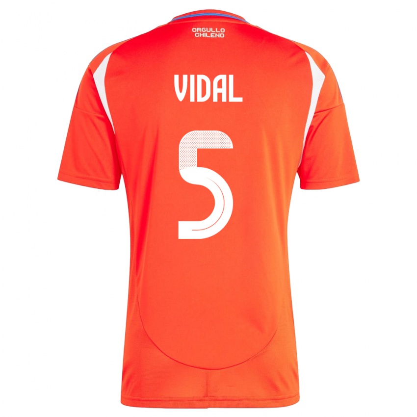 Niño Camiseta Chile Valentín Vidal #5 Rojo 1ª Equipación 24-26 La Camisa