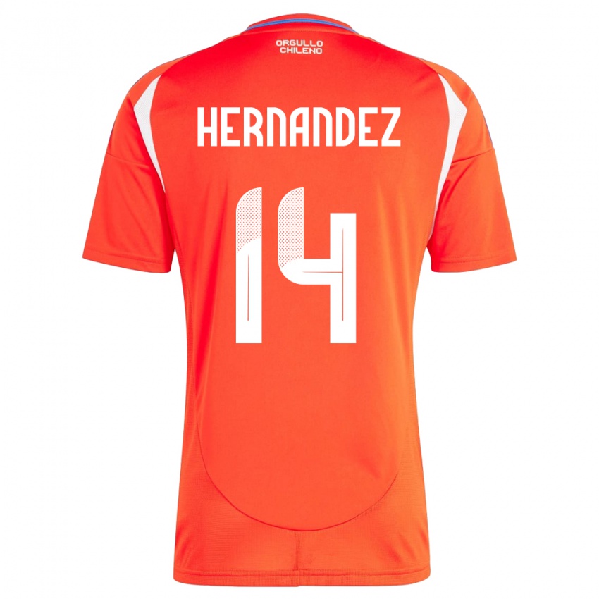 Niño Camiseta Chile Leandro Hernández #14 Rojo 1ª Equipación 24-26 La Camisa