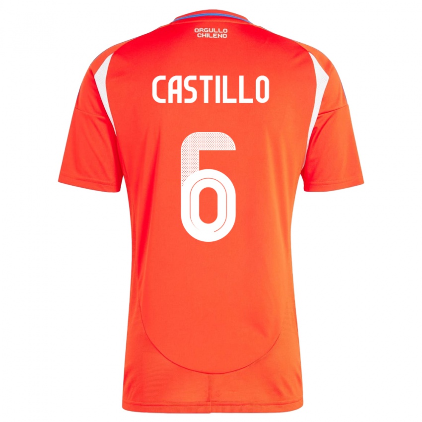 Niño Camiseta Chile Cristóbal Castillo #6 Rojo 1ª Equipación 24-26 La Camisa