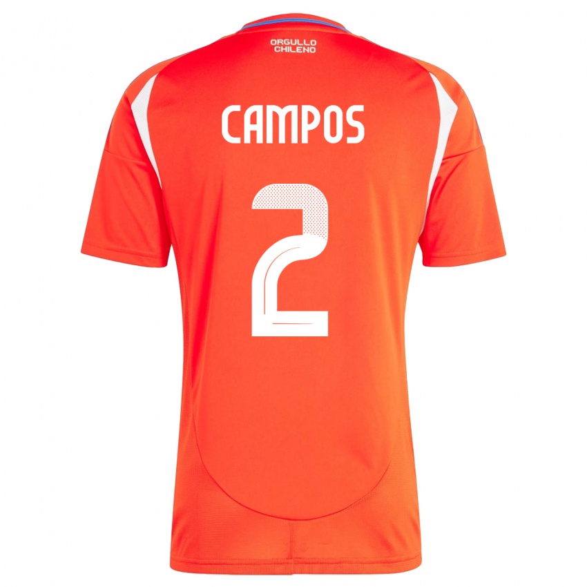 Niño Camiseta Chile Víctor Campos #2 Rojo 1ª Equipación 24-26 La Camisa