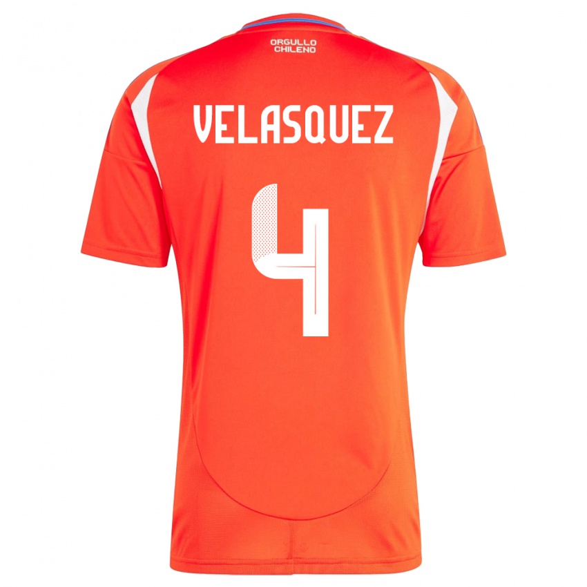 Niño Camiseta Chile Lucas Velásquez #4 Rojo 1ª Equipación 24-26 La Camisa