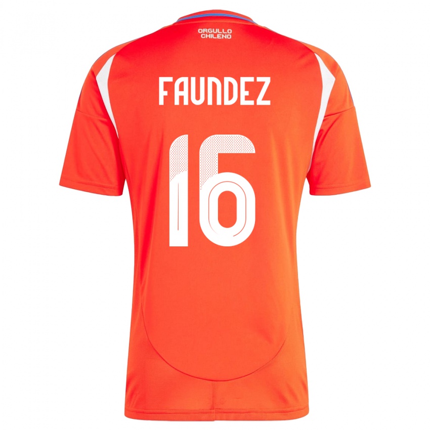 Niño Camiseta Chile Felipe Faúndez #16 Rojo 1ª Equipación 24-26 La Camisa