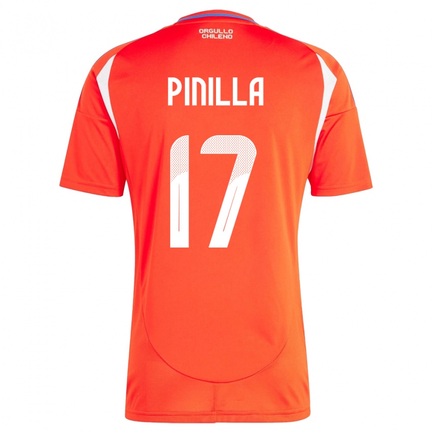 Niño Camiseta Chile Fernanda Pinilla #17 Rojo 1ª Equipación 24-26 La Camisa