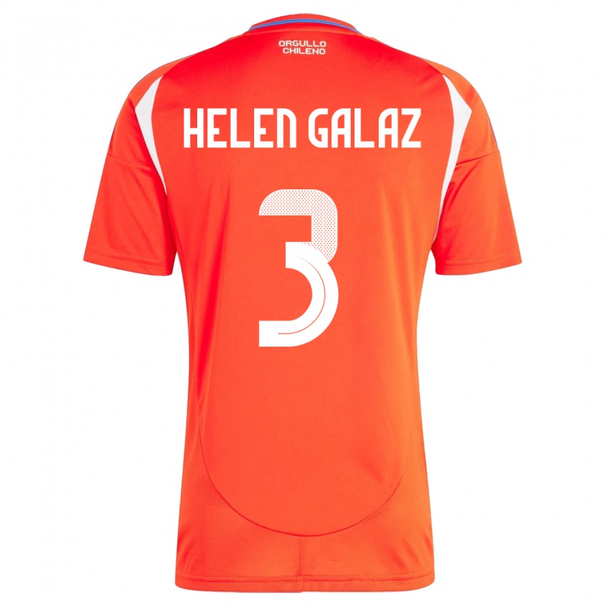 Niño Camiseta Chile Su Helen Galaz #3 Rojo 1ª Equipación 24-26 La Camisa