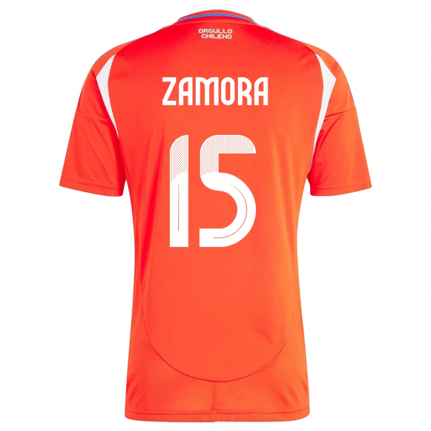 Niño Camiseta Chile Daniela Zamora #15 Rojo 1ª Equipación 24-26 La Camisa