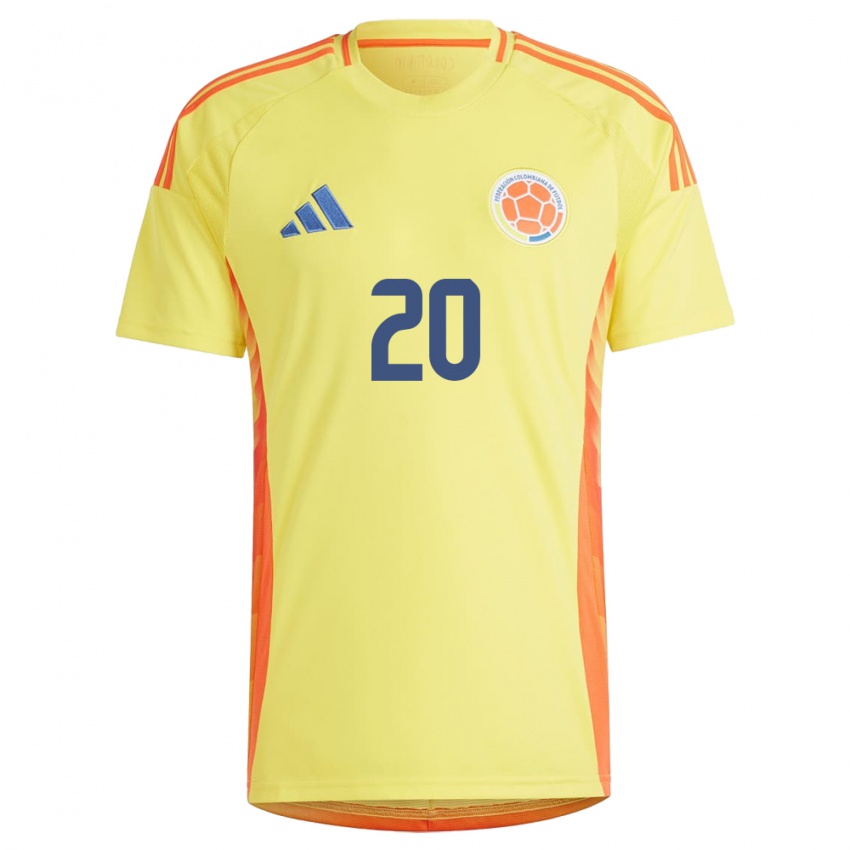 Niño Camiseta Colombia Brayan Caicedo #20 Amarillo 1ª Equipación 24-26 La Camisa