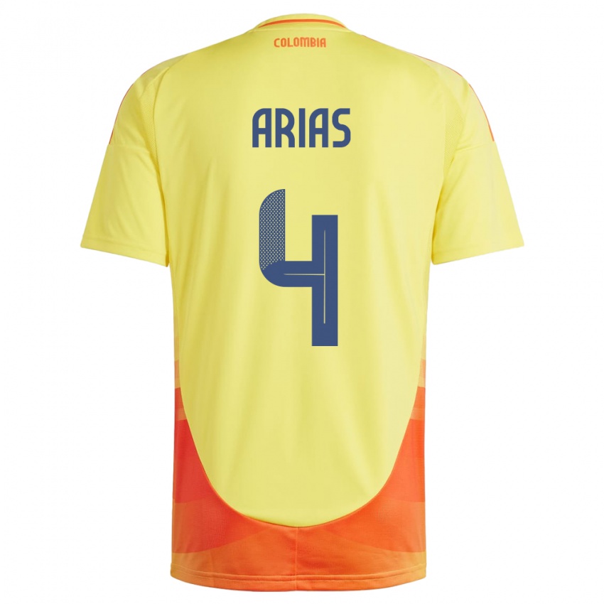 Niño Camiseta Colombia Santiago Arias #4 Amarillo 1ª Equipación 24-26 La Camisa