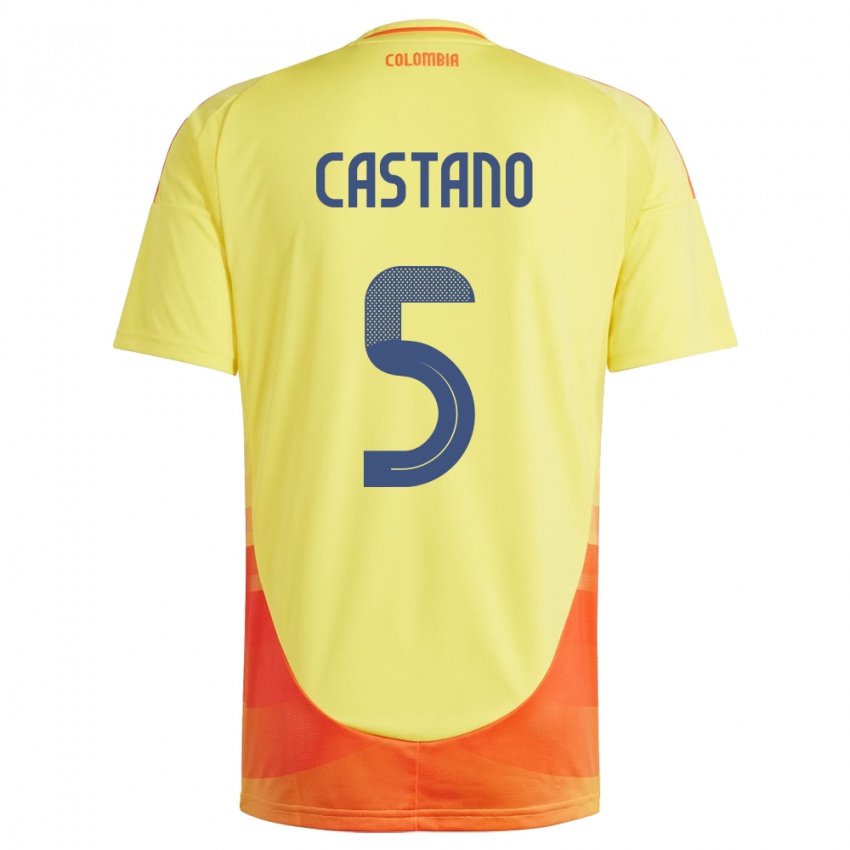 Niño Camiseta Colombia Kevin Castaño #5 Amarillo 1ª Equipación 24-26 La Camisa