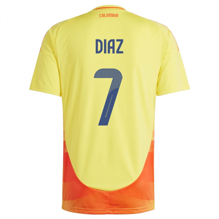 Niño Camiseta Colombia Luis Díaz #7 Amarillo 1ª Equipación 24-26 La Camisa