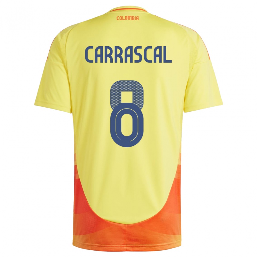 Niño Camiseta Colombia Jorge Carrascal #8 Amarillo 1ª Equipación 24-26 La Camisa