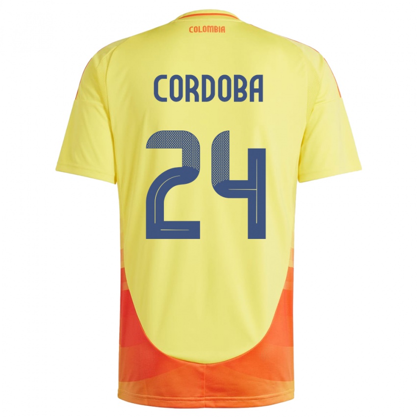 Niño Camiseta Colombia Jhon Córdoba #24 Amarillo 1ª Equipación 24-26 La Camisa