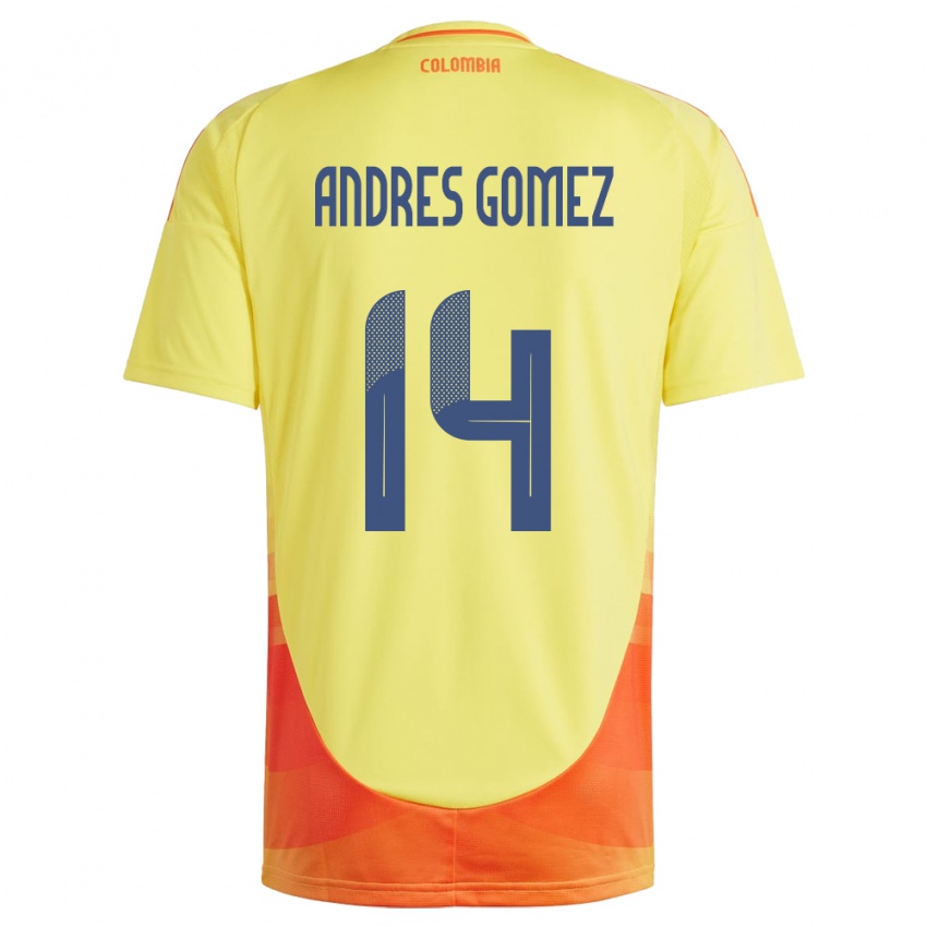 Niño Camiseta Colombia Carlos Andrés Gómez #14 Amarillo 1ª Equipación 24-26 La Camisa