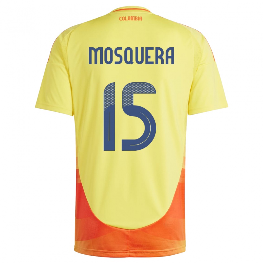 Niño Camiseta Colombia Yerson Mosquera #15 Amarillo 1ª Equipación 24-26 La Camisa