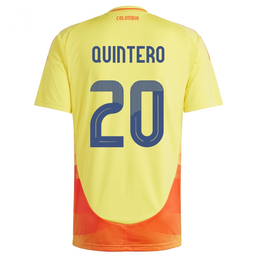 Niño Camiseta Colombia Juan Fernando Quintero #20 Amarillo 1ª Equipación 24-26 La Camisa
